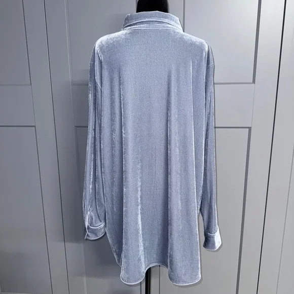 Soft Surroundings Velvet Boyfriend Tunic Button Down Shirt 3X Loungewear EUC - Picture 2 of 9